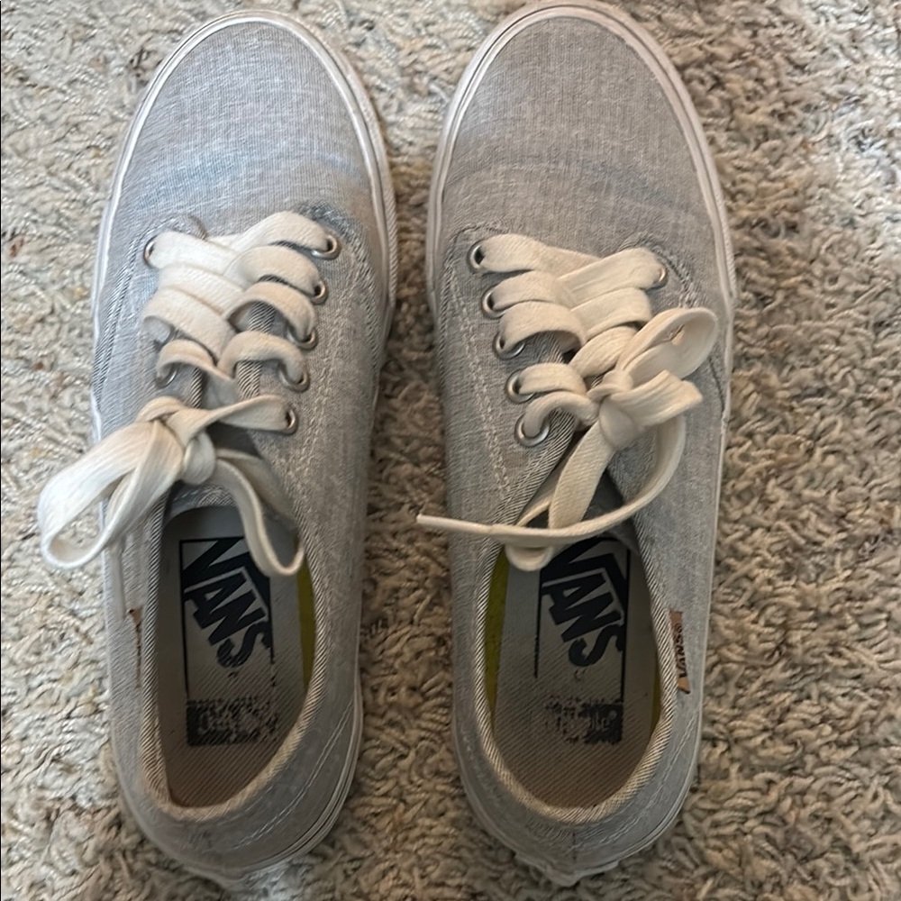 Vans Light Gray Canvas Shoes with White Laces